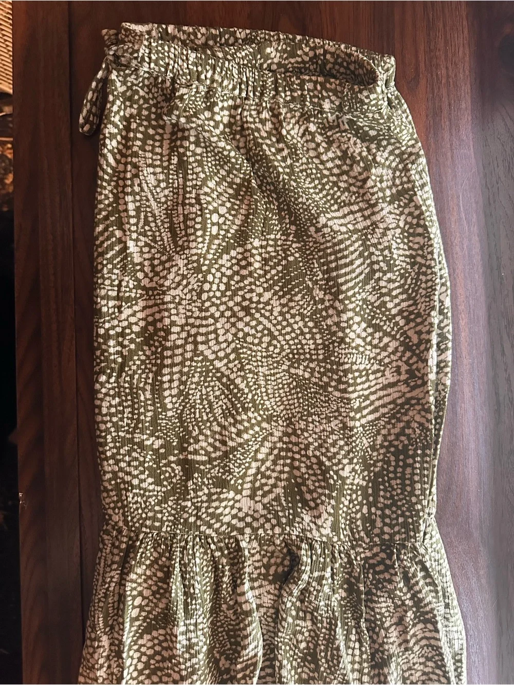 Maurices Olive Green and Cream Printed Maxi Skirt - Picture 1 of 3